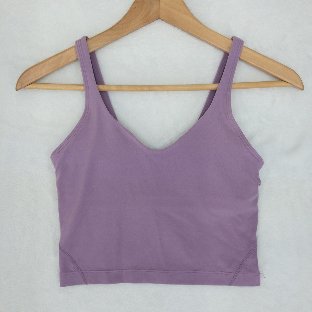 Lululemon Align Cropped Tank Top Womens Size 2 Purple Built-In Padded Bra Gym